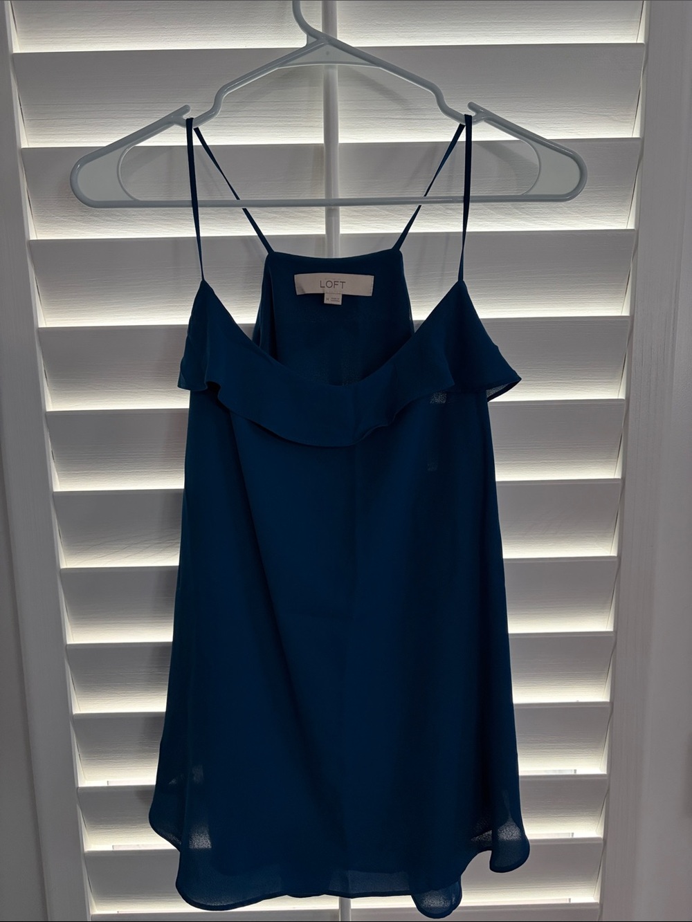 LOFT Deep Teal Ruffle-Front Spaghetti Strap Camisole